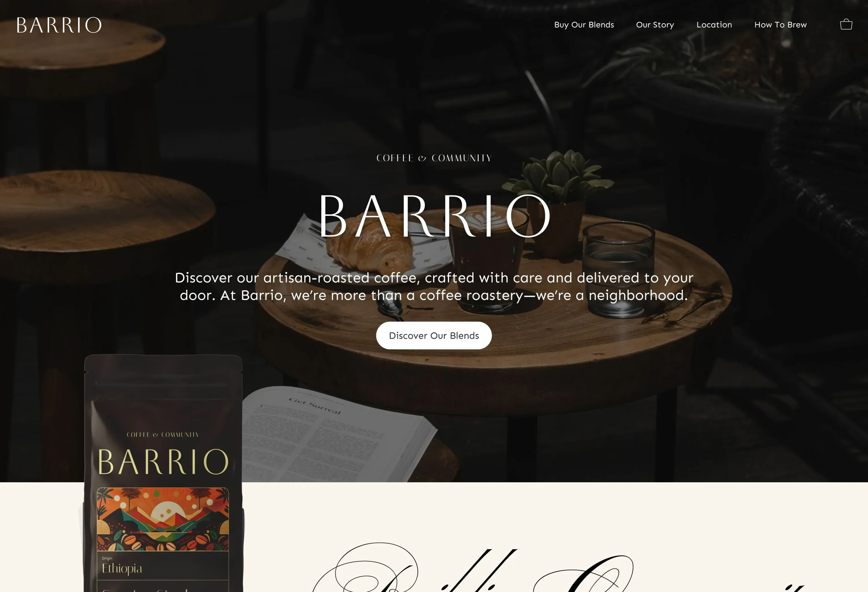 Barrio example online store, coffee roaster